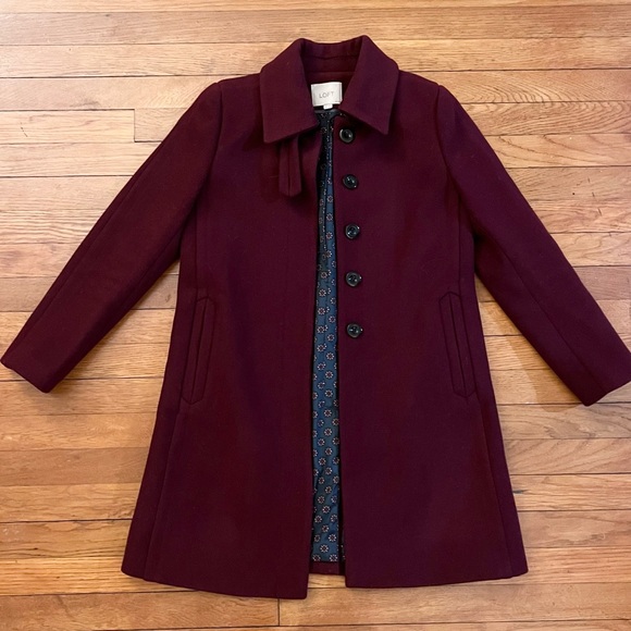 Ann Taylor LOFT Maroon/Burgundy Wool Coat Petite Small - Picture 1 of 8